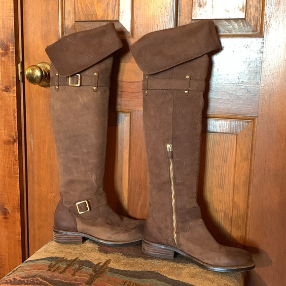 Vince Camino Genuine Brown Suede Leather Thigh High Boots. Can roll down cuff. 7 - Picture 2 of 12
